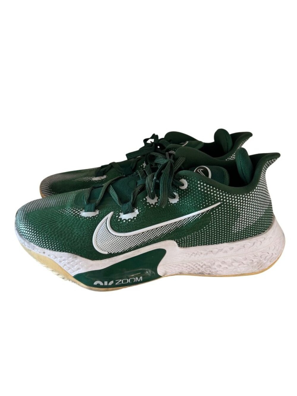 Nike Zoom Green Basketball Shoes Men’s Size 13 With White Sole & Mesh Upper